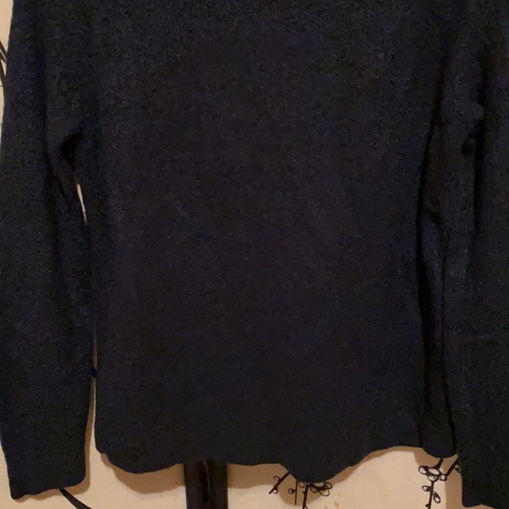 Abercrombie & Fitch Navy  Blue Zipper Neckline Chunky SweaterW/Gold Metal Logo - Picture 15 of 16